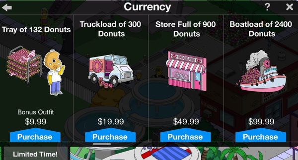 In-app purchase Donuts in Simpsons Tapped Out