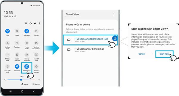 Samsung Mobiles Screen Mirroring Setting